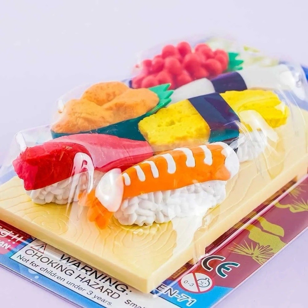Puzzle Eraser IWAKO Sushi Set NEW 6 Piece Sushi Eraser Set